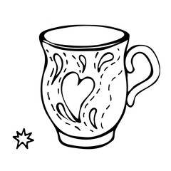 Collection of hand-drawn pictures of coffee cups
