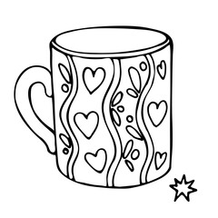 Collection of hand-drawn pictures of coffee cups