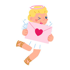 Cute Cupid Character With Love Letter, Illustration, Transparent