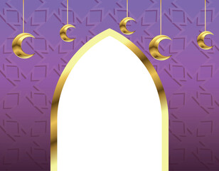 golden mosque template background purple