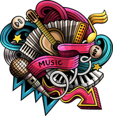 Music detailed cartoon illustration