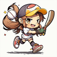 A cute softball player - Generated by Generative AI	