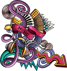 Music detailed cartoon illustration