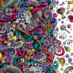 Fototapeta premium Music detailed cartoon border illustration