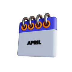 april month calendar isometric 3d illustration
