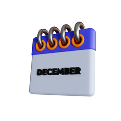 december month calendar isometric 3d illustration
