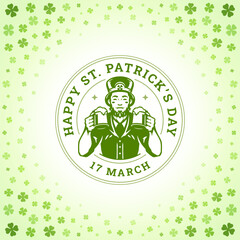 St Patrick's Day beer Irish holiday greeting social media post template vintage vector illustration