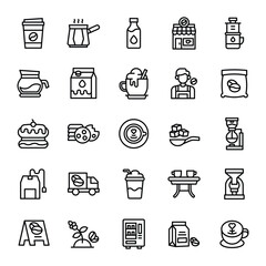 coffee shop icons set illustration vector graphic