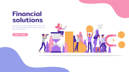 Financial  solutions. People character vector design. For landing page, web, poster, banner, flyer and greeting card.