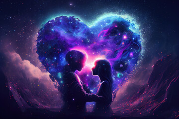 Fototapeta na wymiar Valentine day love heart couple - by Generative AI 