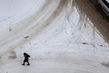 Snow and mud on the road