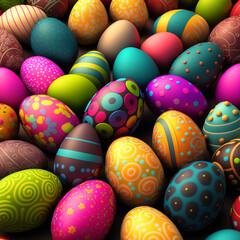 Fototapeta na wymiar Stacked decorated easter eggs