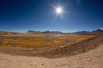 Atacama Desert Vista with Bright Sun