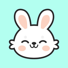 Kawaii rabbit cartoon, Easter bunny clipart.