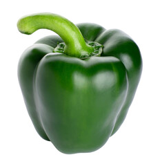 Fresh green pepper isolated on transparent background. PNG format