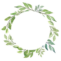 watercolor illustration of greentropical leaves, green branches,  frame of tropical leaves. invitation to the wedding