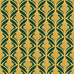 Seamless art deco nouveau tile pattern. Generative AI