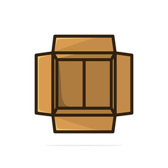 Cardboard Boxes Top View vector illustration. Business and cargo object icon concept. Delivery cargo open boxes vector design with shadow. Empty open and cardboard box icon design.