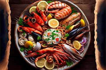 Mediterranean assorted Seafood boil platter