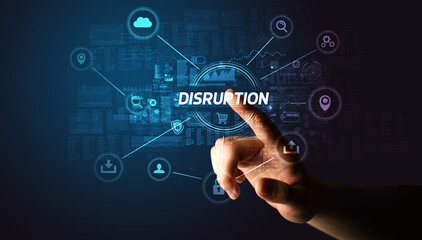 Hand touching cybersecurity button concept