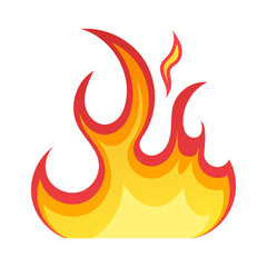 Fire emoji flames icon isolated on white background. Vector illustration