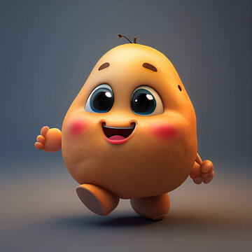 Potato, Disney Style, Chibi, Whole Body, Cuty. Generative AI