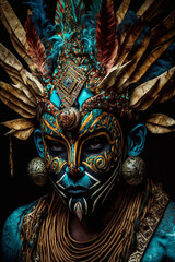 Blue Aztek Mask Man