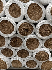 Heat-insulating mineral wool insulation in a package in stock. Designed for thermal insulation of building structures of buildings and structures