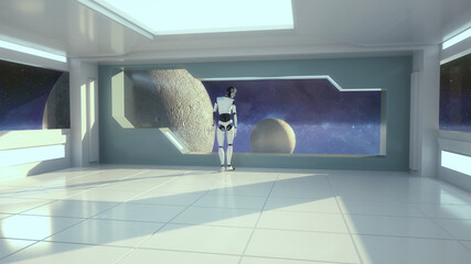 3d render futuristic interior corridor © Miguel Aguirre