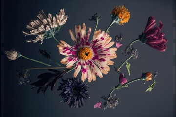 Fototapeta na wymiar Spring Flowers dark background