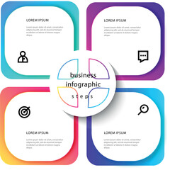 Concept of arrow business model with 4 successive steps. Four colorful graphic elements. Timeline design for brochure, presentation. Infographic design layout