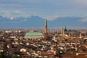 Fototapeta premium monument called BASILICA PALLADIANA in Vicenza city in Italy seen from above