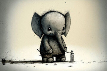 cartoon character cute elephant. Generative AI