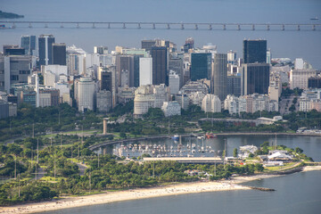 Fototapeta premium Beautiful view from Sugar Loaf Mountain to downtown area buildings