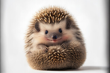 hedgehog on white background, isolated, generative ai