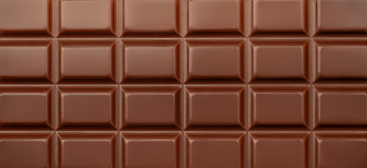 Dark Milk chocolate bar as a background. Flat lay, top view. Sweet chocolate food Pattern.