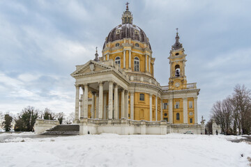 Superga basilica in the snow