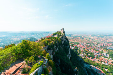 Fototapeta na wymiar Fortress of Guaita in the Republic of San Marino, Italy