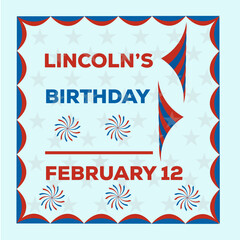 Obraz premium Lincoln's Birthday. Vector Illustration. The illustration is suitable for banners, flyers, stickers, cards, etc. flag, america, usa, sign, day, symbol, vector, july, design, banner, holiday, illustrat