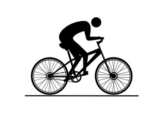 Obraz na płótnie Canvas Isolated bicycle icon. Bike silhouette symbol with rider on road sign.
