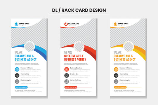 Red Blue and Yellow color Modern Corporate Business dl flyer rack card design