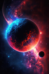 Obraz premium Fantasy planet and starscapes. Generative AI