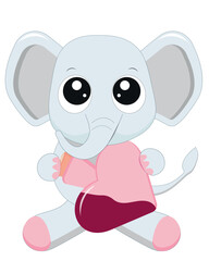 Cute cartoon gray baby elephant.Designer wallpaper, fabric, wrapping paper, covers, websites.