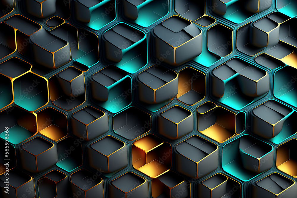 Wall mural futuristic abstract cell pattern background wallpaper - generative ai