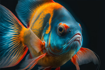 Poisson coloré nageant dans l'eau d'un aquarium - Générative IA
