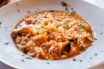 Italian risotto with various seafood