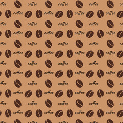 seamless pattern with beans in brown color.Food concept.Menu.Cafe.cappuccino, latte, espresso.Coffee drink.Vector illustration
