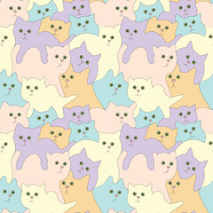 Colored cats seamless pattern for paper and fabric.