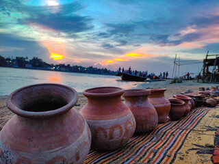 Fototapeta na wymiar On the bank of River Ganga