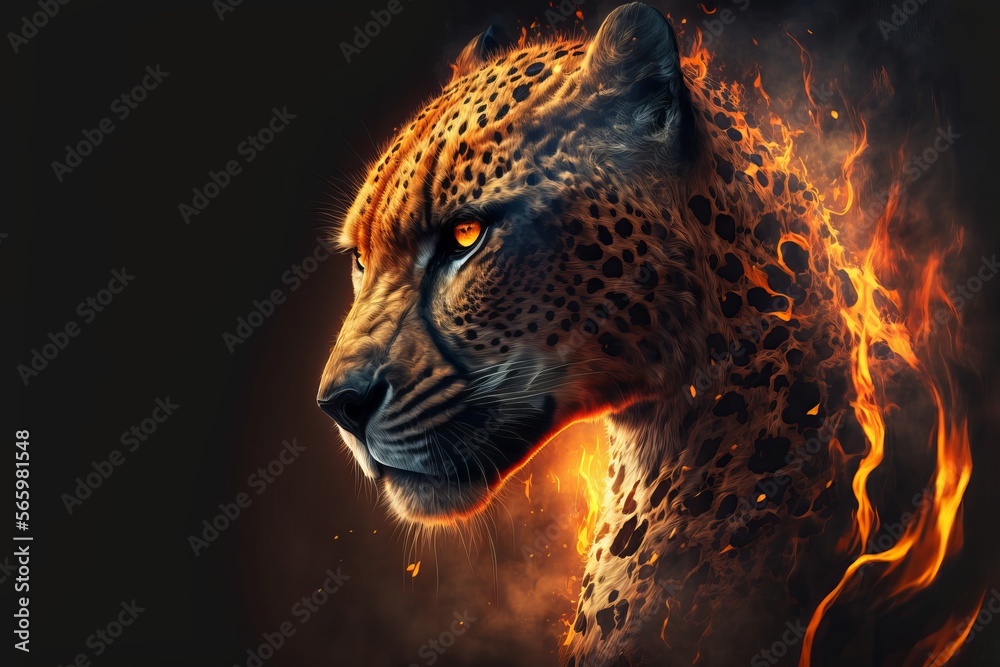 Wall mural Fire Cheetah